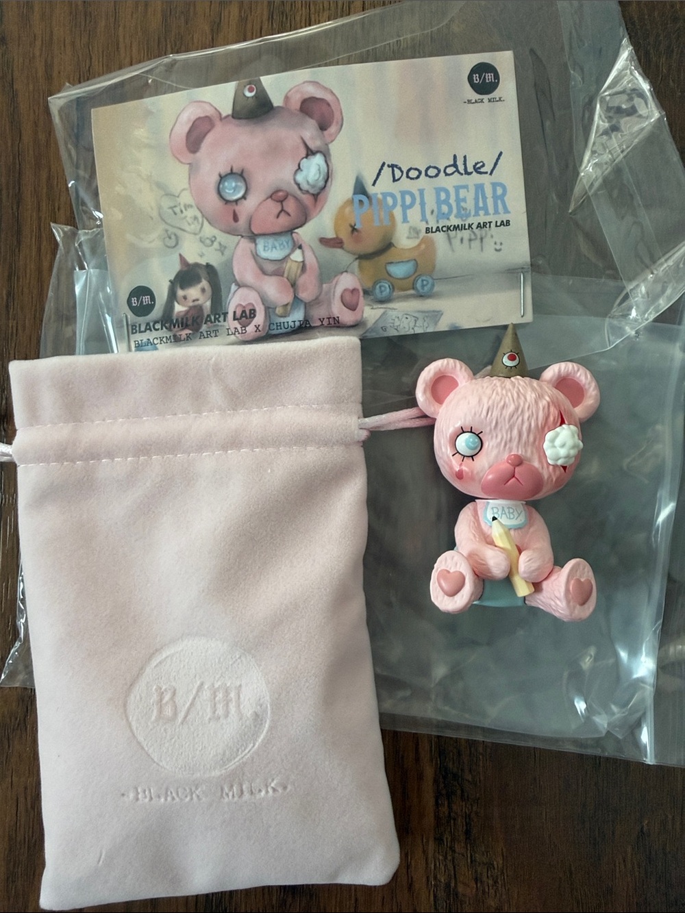 Blackmilk Pink Pippi Bear Doodle Collectible Figure with Pouch